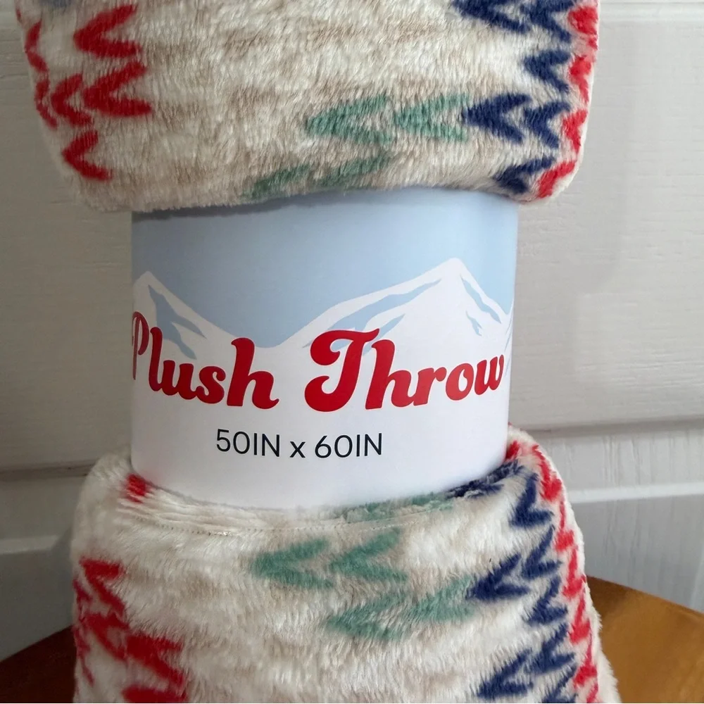 Plush‎ Throw multicolor blue fair isle 50 x 60 blanket